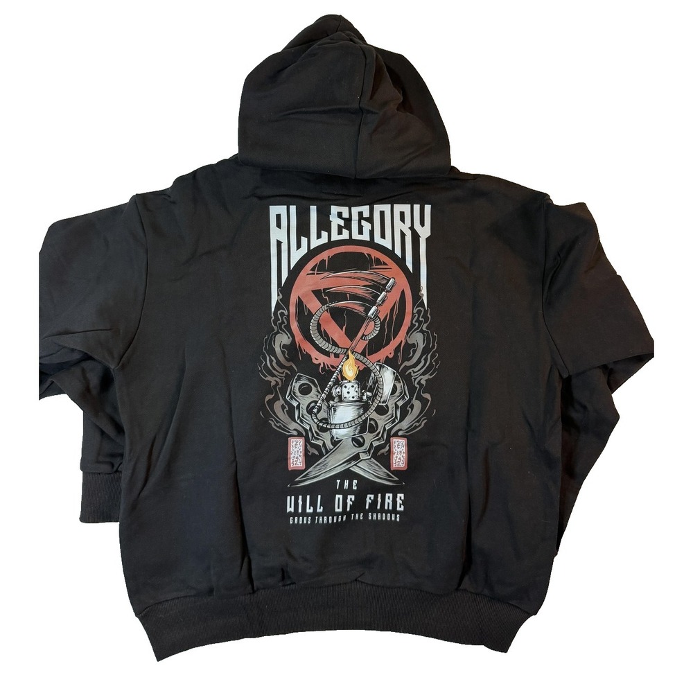 Allegory Hoodie Mens Medium Black Will Of Fire Graphic Ninja Anime Streetwear